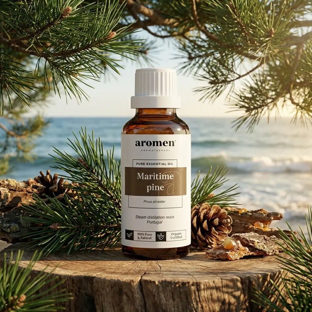 Aromen Maritime Pine med illustrert kystfuru i bakgrunnen